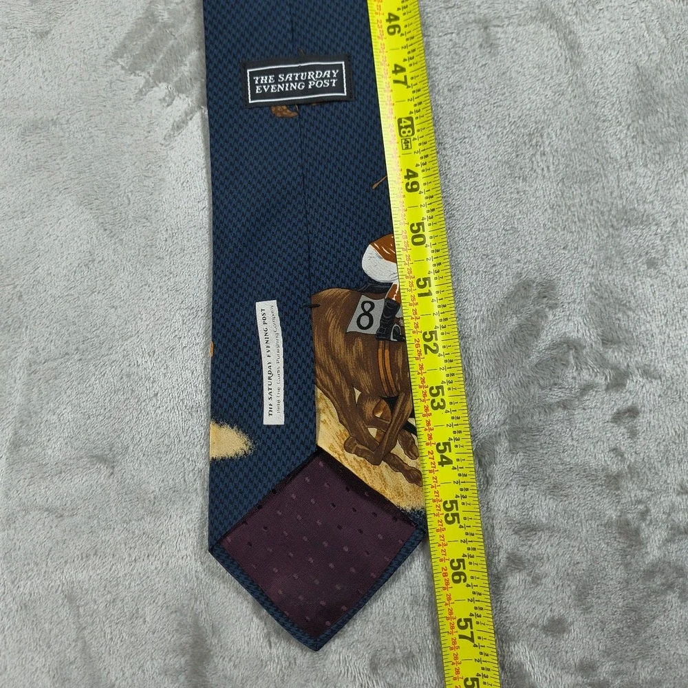 Vintage Horse Racing‎ Tie Mens Jockey The Saturday Evening Post Equestrian 90s